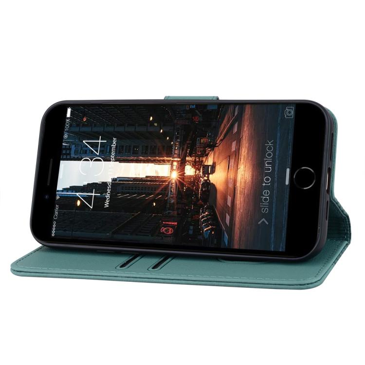 For iPhone 16e Business Diamond Buckle Leather Phone Case with Lanyard(Green) - iPhone 16e Cases by PMC TechLife | Online Shopping South Africa | PMC TechLife | Buy Now Pay Later Mobicred