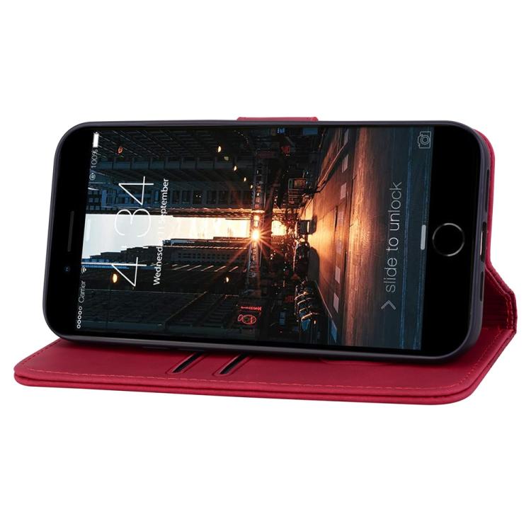 For iPhone 16e Business Diamond Buckle Leather Phone Case with Lanyard(Wine Red) - iPhone 16e Cases by PMC TechLife | Online Shopping South Africa | PMC TechLife | Buy Now Pay Later Mobicred