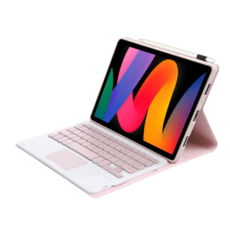For Xiaomi Redmi Pad SE 11 inch A0N9-A Lambskin Texture Ultra-thin Detachable Bluetooth Keyboard Leather Case with Touchpad(Pink) - Xiaomi Keyboard by PMC TechLife | Online Shopping South Africa | PMC TechLife | Buy Now Pay Later Mobicred