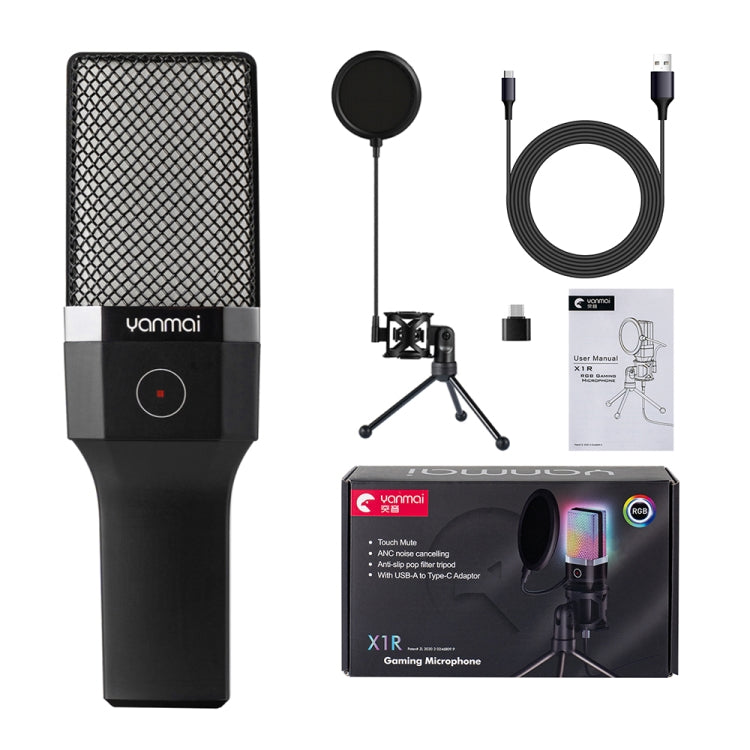 Yanmai X1R E-Sports Gaming Desktop Microphone with RGB Light & Blowout Net - Microphone by Yanmai | Online Shopping South Africa | PMC TechLife | Buy Now Pay Later Mobicred