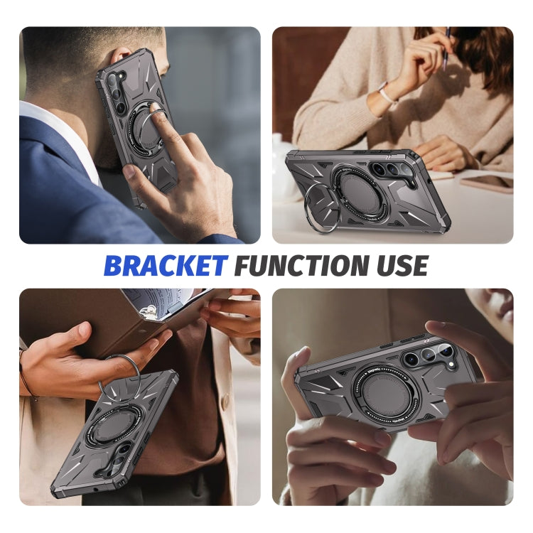 For Samsung Galaxy S24 5G MagSafe Magnetic Shockproof Phone Case with Ring Holder(Dark Grey) - Galaxy S24 5G Cases by PMC TechLife | Online Shopping South Africa | PMC TechLife