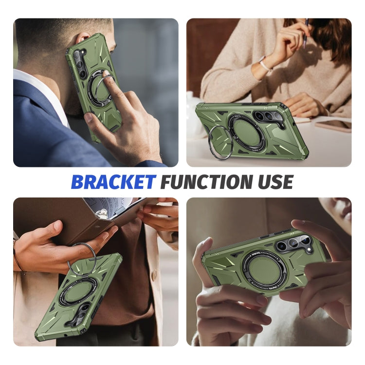 For Samsung Galaxy S24 5G MagSafe Magnetic Shockproof Phone Case with Ring Holder(Dark Green) - Galaxy S24 5G Cases by PMC TechLife | Online Shopping South Africa | PMC TechLife