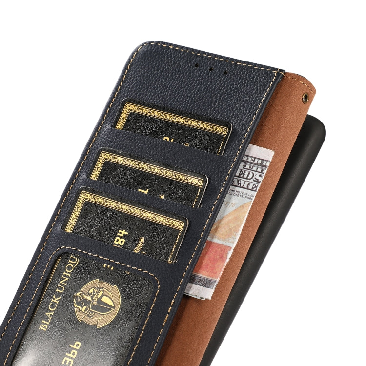 For Google Pixel 9a KHAZNEH Custer Genuine Leather RFID Phone Case(Blue) - Google Cases by PMC TechLife | Online Shopping South Africa | PMC TechLife | Buy Now Pay Later Mobicred