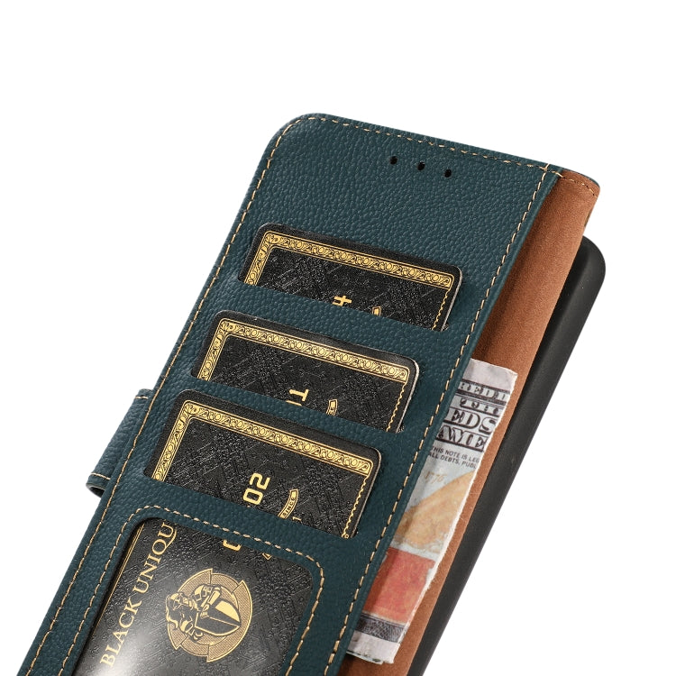 For Google Pixel 9a KHAZNEH Custer Genuine Leather RFID Phone Case(Green) - Google Cases by PMC TechLife | Online Shopping South Africa | PMC TechLife | Buy Now Pay Later Mobicred