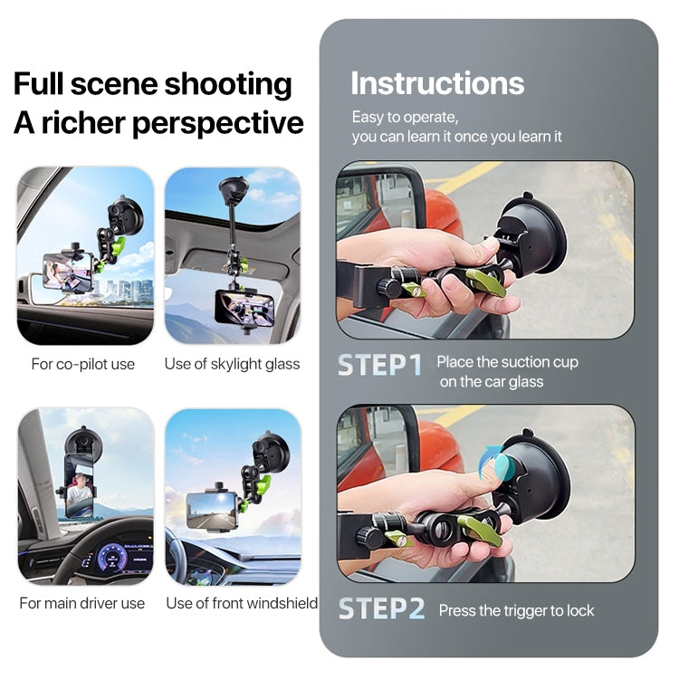 Single Suction Cup Pea Clamp Arm Holder 33cm with Metal Phone Clamp - Car Holders by PMC TechLife | Online Shopping South Africa | PMC TechLife | Buy Now Pay Later Mobicred
