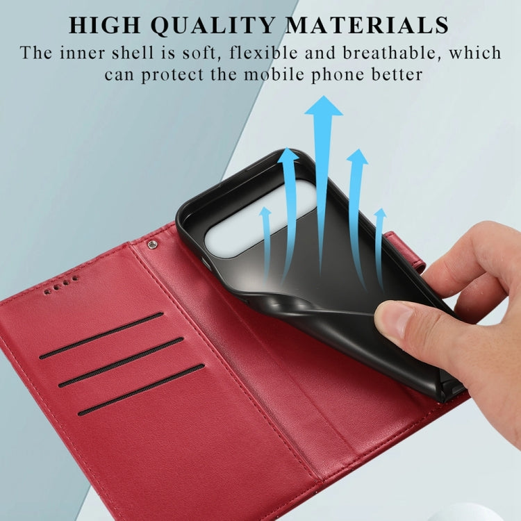 For Google Pixel 9 PU Genuine Leather Texture Embossed Line Phone Case(Red) - Google Cases by PMC TechLife | Online Shopping South Africa | PMC TechLife | Buy Now Pay Later Mobicred