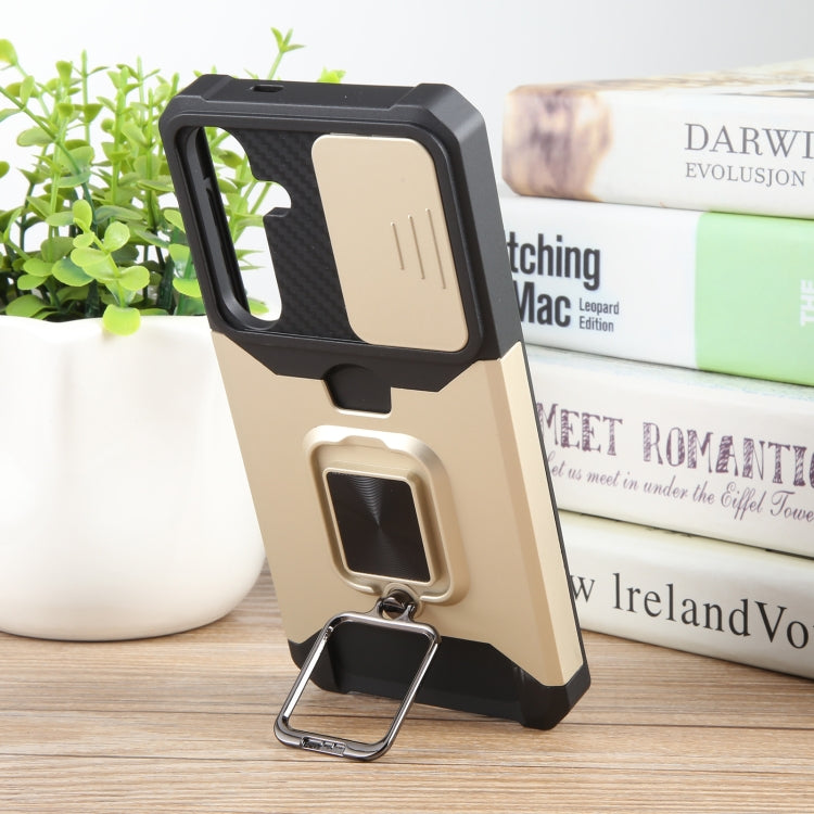 For Samsung Galaxy S24+ 5G Camera Shield Card Slot PC+TPU Phone Case(Gold) - Galaxy S24+ 5G Cases by PMC TechLife | Online Shopping South Africa | PMC TechLife