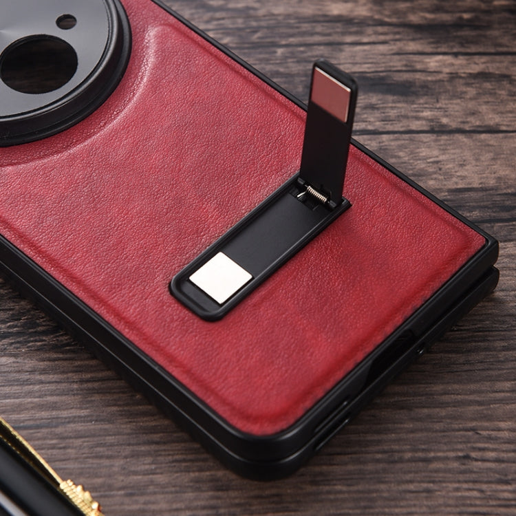 For OPPO Find N3 / OnePlus Open PC + Leather Texture Phone Case with Metal Holder(Black) - Find N3 Cases by PMC TechLife | Online Shopping South Africa | PMC TechLife | Buy Now Pay Later Mobicred