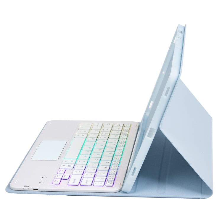 For Samsung Galaxy Tab A9+ X210/X215/X215 A09B-AS Candy Color Touch Backlight Bluetooth Keyboard Leather Tablet Case with Pen Holder(Ice Blue) - Samsung Keyboard by PMC TechLife | Online Shopping South Africa | PMC TechLife