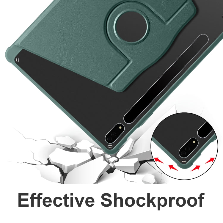 For Samsung Galaxy Tab S10+ / S9+ Acrylic 360 Degree Rotation Holder Tablet Leather Case(Dark Green) - free shipping - PMC Jewellery - Order now!