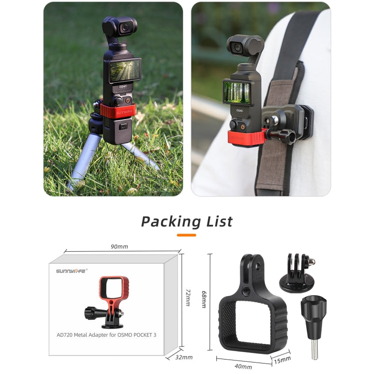 For DJI OSMO Pocket 3 Metal Expansion Bracket Adapter Frame Holder with Screw(Red) - Mount & Holder by Sunnylife | Online Shopping South Africa | PMC TechLife | Buy Now Pay Later Mobicred