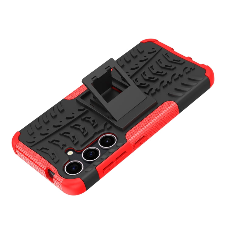 For Samsung Galaxy S24 5G Tire Texture TPU + PC Phone Case with Holder(Red) - Galaxy S24 5G Cases by PMC TechLife | Online Shopping South Africa | PMC TechLife