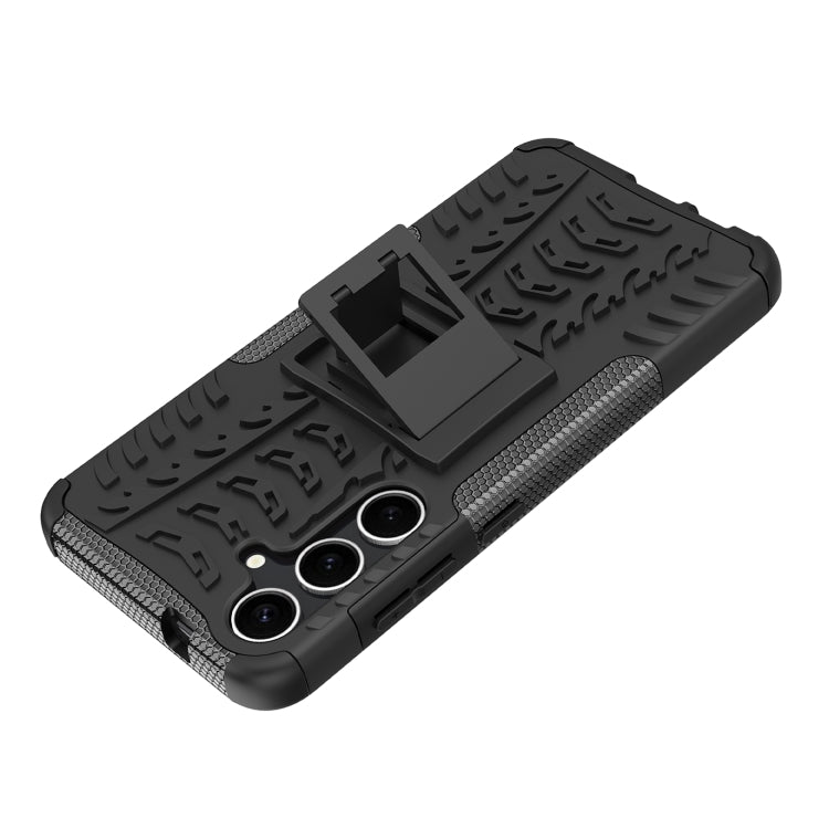 For Samsung Galaxy S24+ Tire Texture TPU + PC Phone Case with Holder(Black) - Galaxy S24+ 5G Cases by PMC TechLife | Online Shopping South Africa | PMC TechLife