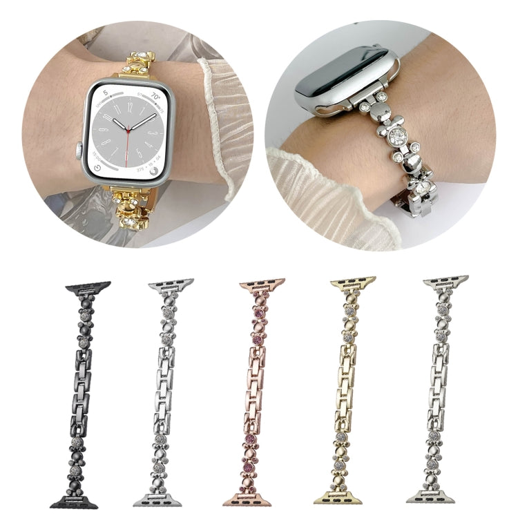 For Apple Watch Series 2 38mm Metal Diamond Bear Chain Watch Band(Black) - free shipping - PMc TechLife - Order now!