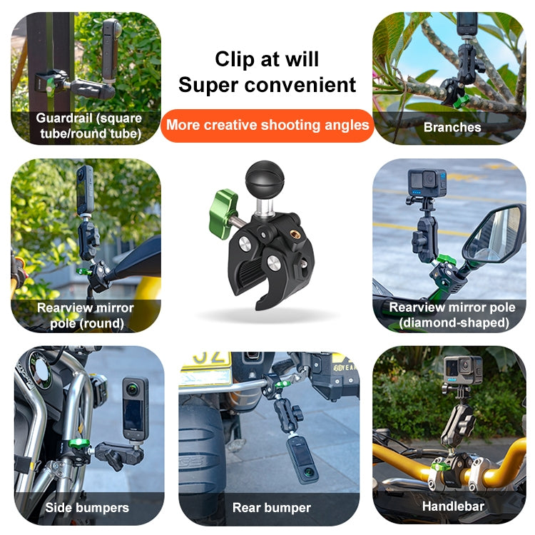 RUIGPRO Crab Clamp Action Camera Bracket Dual-Head Crab with Selfie Stick - free shipping - PMC TechLife - Order now!