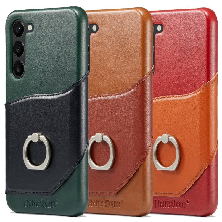 For Samsung Galaxy S24 5G Fierre Shann Oil Wax Texture Genuine Leather Back Phone Case(Brown) - free shipping - PMC Jewellery - Order now!