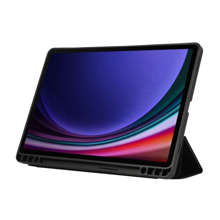 For Samsung Galaxy Tab S10 FE / S9 FE 3-Fold Pure Color TPU Leather Tablet Case with Pen Slot(Black) - Galaxy Tab S9 FE by PMC TechLife | Online Shopping South Africa | PMC TechLife | Buy Now Pay Later Mobicred