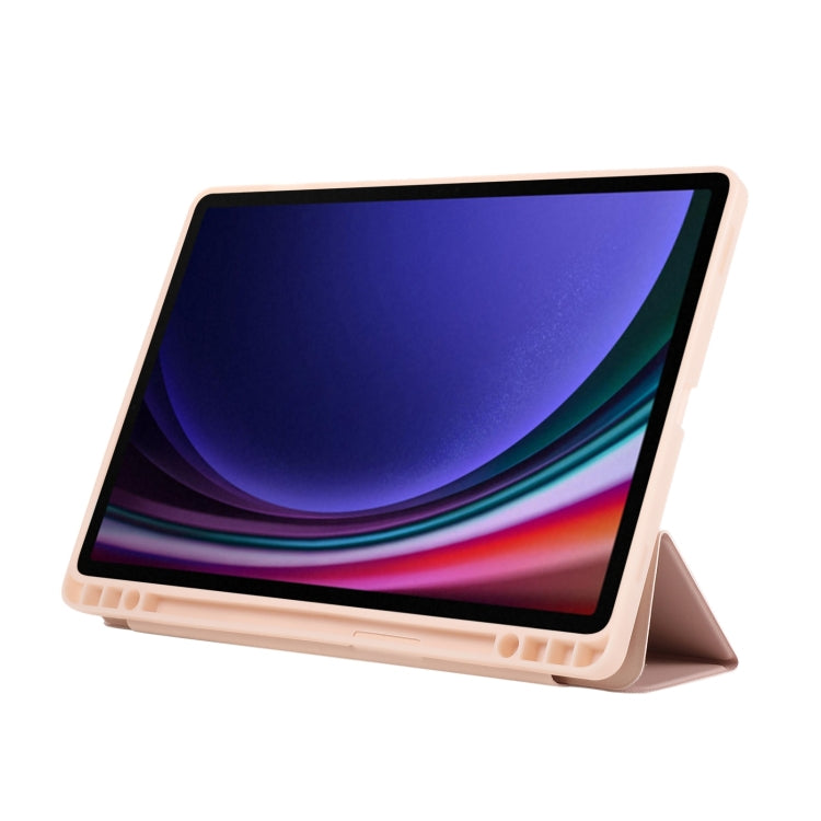 For Samsung Galaxy Tab S10 FE / S9 FE 3-Fold Pure Color TPU Leather Tablet Case with Pen Slot(Pink) - Galaxy Tab S9 FE by PMC TechLife | Online Shopping South Africa | PMC TechLife | Buy Now Pay Later Mobicred