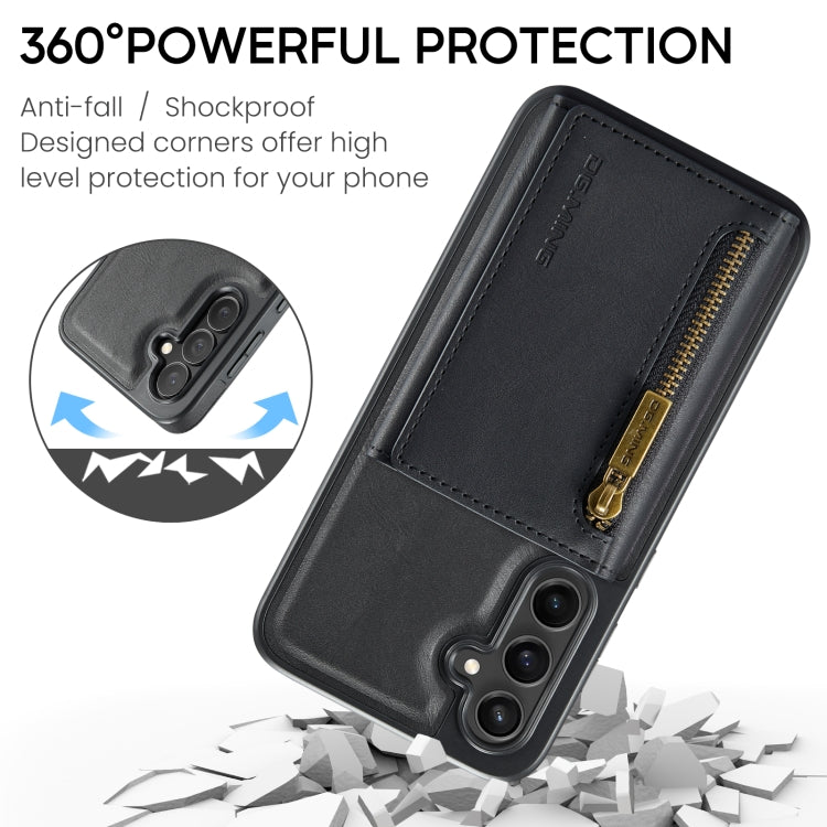 For Samsung Galaxy S24 5G DG.MING M5 Series Zip RFID Multi Card Detachable Leather Phone Case(Black) - free shipping - PMC Jewellery - Order now!
