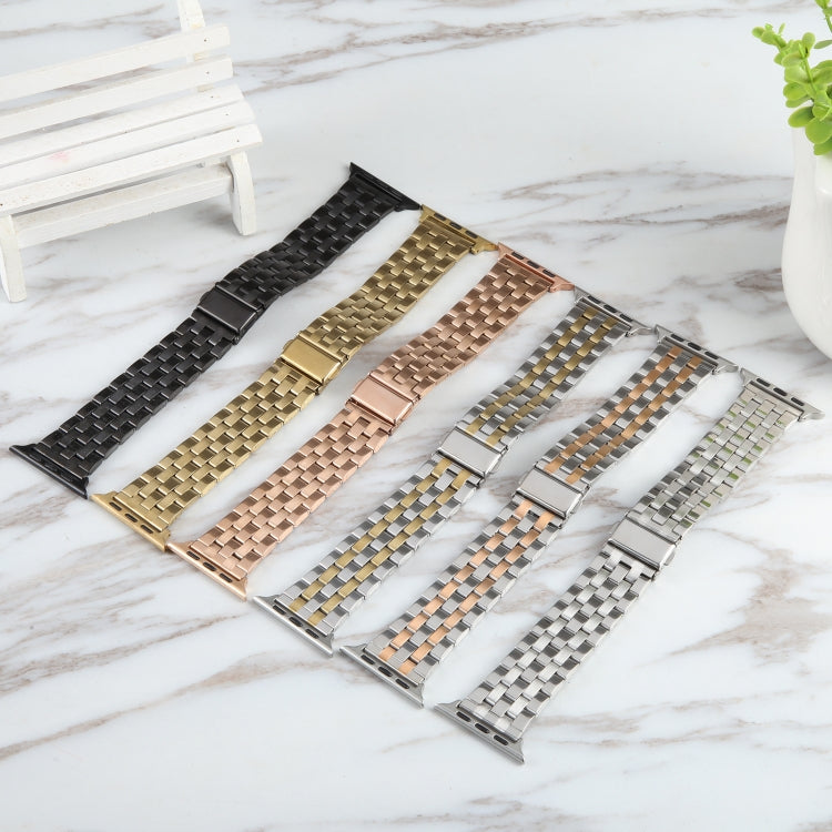 For Apple Watch SE 44mm 22mm Ultra-thin Five Beads Stainless Steel Watch Band(Gold) - free shipping - PMC TechLife - Order now!