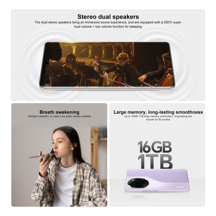 Honor 100 Pro, 12GB+256GB, Screen Fingerprint Identification, 6.78 inch MagicOS 7.2 Snapdragon 8 Gen 2 Octa Core up to 3.19GHz, Network: 5G, NFC, OTG, Support Google Play(White) - free shipping - PMc TechLife - Order now!