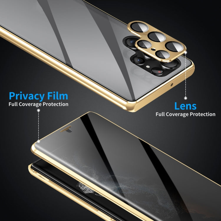 For Samsung Galaxy S25 Ultra 5G Privacy Full Cover Magnetic Metal Tempered Glass Phone Case(Green) - Galaxy S25 Ultra 5G Cases by PMC TechLife | Online Shopping South Africa | PMC TechLife | Buy Now Pay Later Mobicred