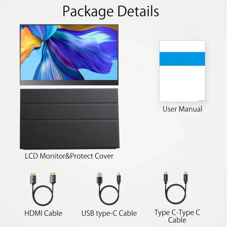 15.6 inch HDR 1080P IPS Screen Portable Monitor(No Charger) - LCD Monitors by PMC TechLife | Online Shopping South Africa | PMC TechLife | Buy Now Pay Later Mobicred