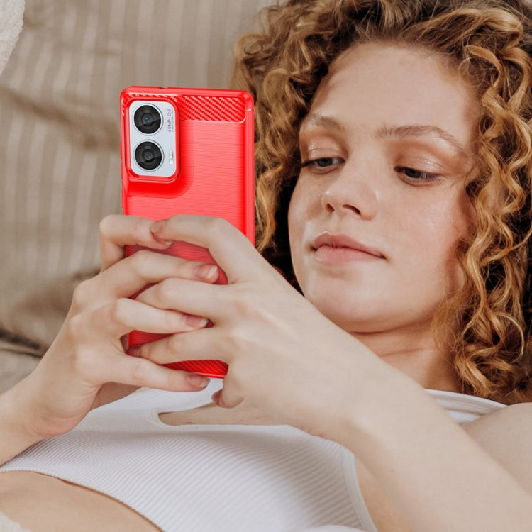 For Motorola Moto Edge 50 Fusion Carbon Fiber Brushed Texture TPU Phone Case(Red) - free shipping - PMC TechLife - Order now!