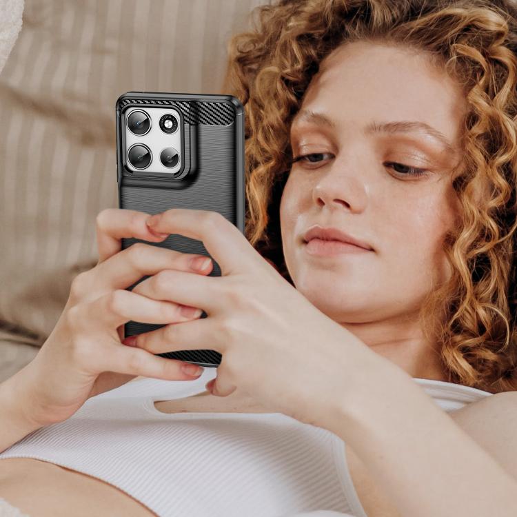 For Motorola Moto G66j 5G Carbon Fiber Brushed Texture TPU Phone Case(Black) - free shipping - PMC TechLife - Order now!