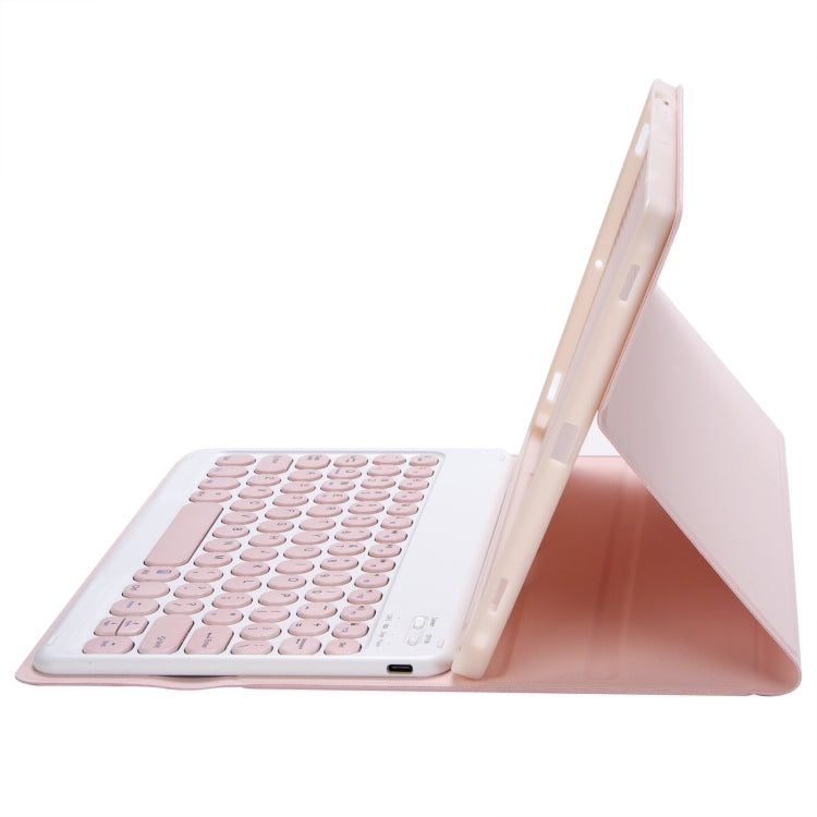 For Samsung Galaxy Tab S9 FE Candy Color TPU Round Keycap Bluetooth Keyboard Leather Case with Pen Slot(Pink) - Samsung Keyboard by PMC TechLife | Online Shopping South Africa | PMC TechLife