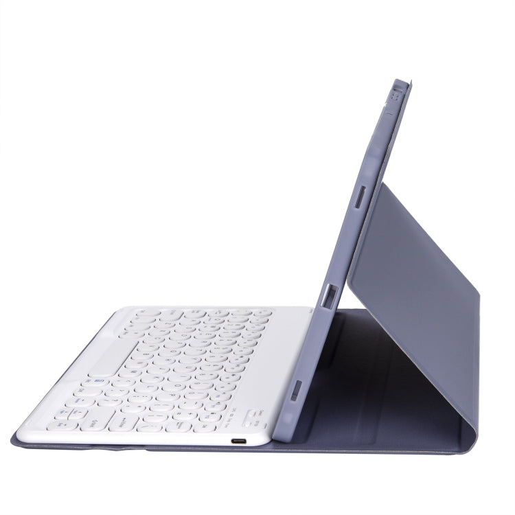 For Samsung Galaxy Tab S10 FE / S9 FE / S9 Candy Color TPU Round Keycap Bluetooth Keyboard Leather Case with Pen Slot(Purple) - free shipping - PMC TechLife - Order now!