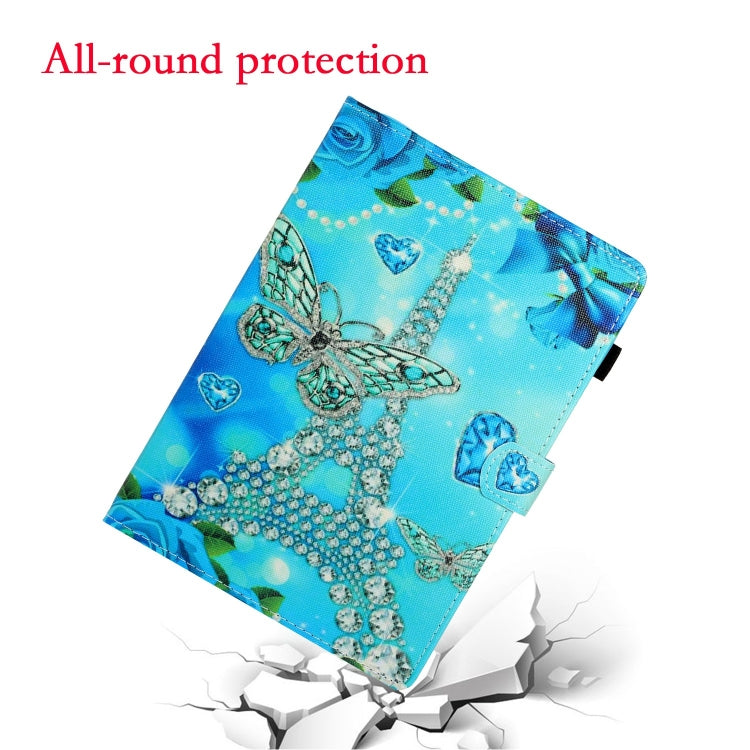 For Lenovo Tab P12 2023 / TB370FU Coloured Drawing Stitching Smart Leather Tablet Case(Butterfly Tower) - Lenovo by PMC TechLife | Online Shopping South Africa | PMC TechLife | Buy Now Pay Later Mobicred