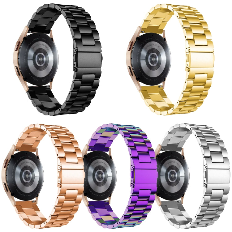 For Samsung Galaxy Watch6 / 6 Classic Flat Head Three-bead Stainless Steel Watch Band(Rose Gold) - free shipping - PMC TechLife - Order now!