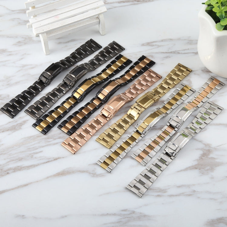 22mm Universal Three-Bead Stainless Steel Watch Band(Black Rose Gold) - free shipping - PMC TechLife - Order now!