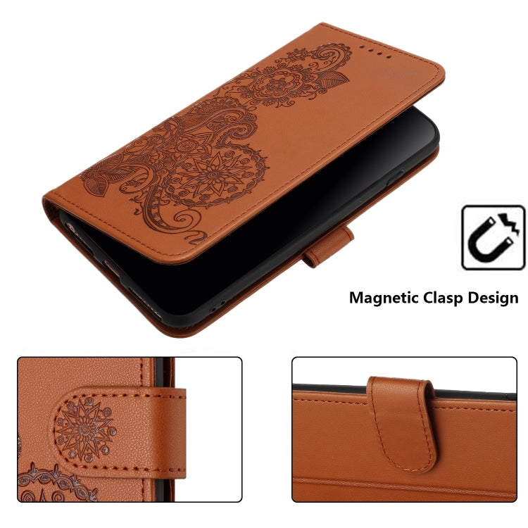 For Google Pixel 9 Datura Flower Embossed Flip Leather Phone Case(Brown) - Google Cases by PMC TechLife | Online Shopping South Africa | PMC TechLife | Buy Now Pay Later Mobicred