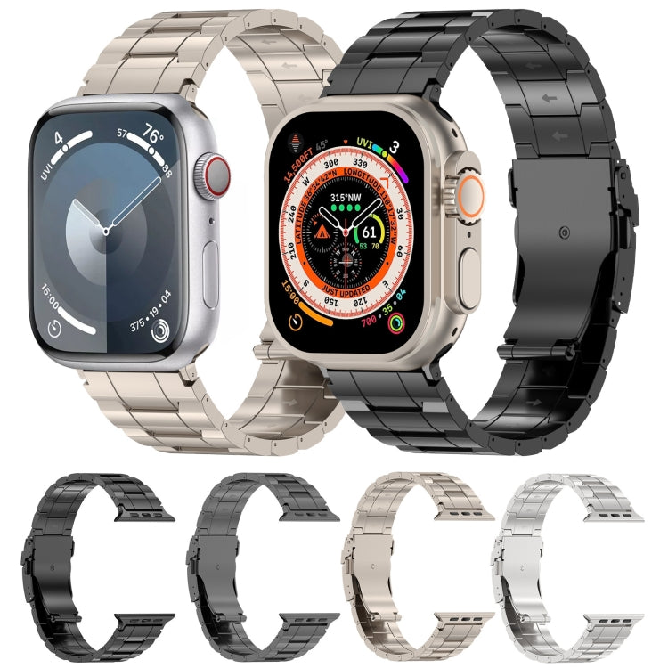 For Apple Watch Ultra 2 49mm Safety Buckle Trapezoid Titanium Steel Watch Band(Grey) - Watch Bands by PMC TechLife | Online Shopping South Africa | PMC TechLife