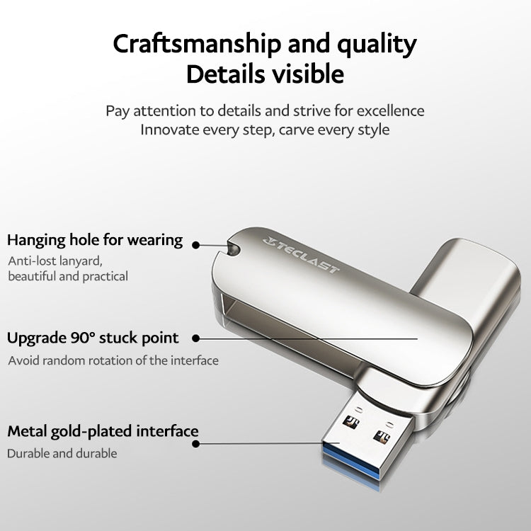 Teclast Leishen Plus Series USB3.0 Twister Flash Drive, Memory:128GB(Silver) - USB Flash Drives by TECLAST | Online Shopping South Africa | PMC TechLife | Buy Now Pay Later Mobicred