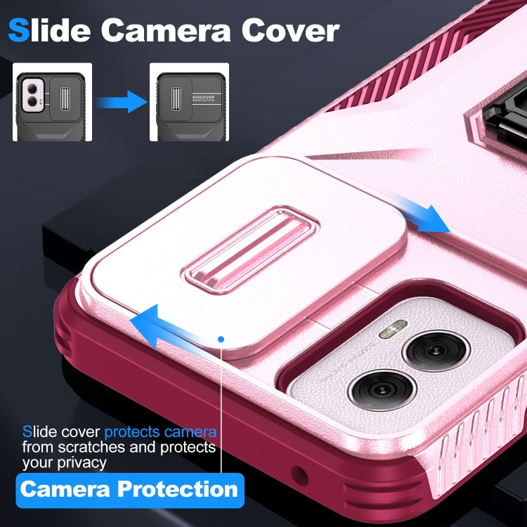 For Motorola Moto G Power 2024 Sliding Camshield Holder Phone Case(Pink + Rose Red) - Motorola Cases by PMC Jewellery | Online Shopping South Africa | PMC Jewellery | Buy Now Pay Later Mobicred