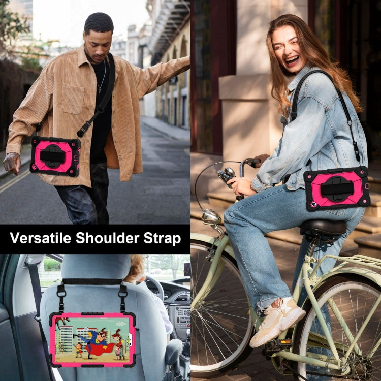 For Samsung Galaxy Tab A9 X115 Contrast Color Robot C2 Silicone Hybrid PC Tablet Case(Black Rose Red) - Other Galaxy Tab PC by PMC TechLife | Online Shopping South Africa | PMC TechLife