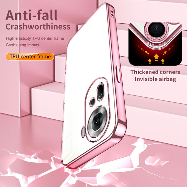 For OPPO Reno11 Global Transparent Plating Fine Hole Phone Case(Black) - OPPO Cases by PMC TechLife | Online Shopping South Africa | PMC TechLife | Buy Now Pay Later Mobicred