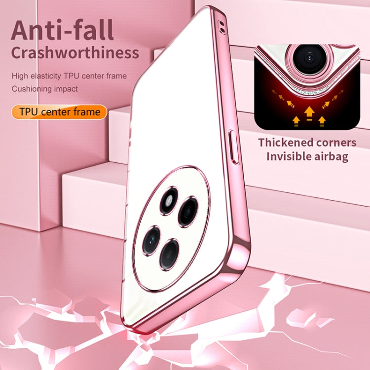 For OPPO A3 Pro Transparent Plating Fine Hole Phone Case(Purple) - OPPO Cases by PMC TechLife | Online Shopping South Africa | PMC TechLife | Buy Now Pay Later Mobicred