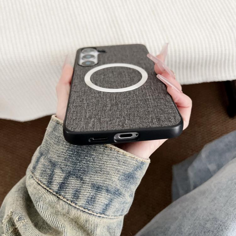 For Samsung Galaxy S25 5G Magsafe Magnetic Ring Cloth Texture Phone Case(Black) - Galaxy S25 5G Cases by PMC TechLife | Online Shopping South Africa | PMC TechLife | Buy Now Pay Later Mobicred