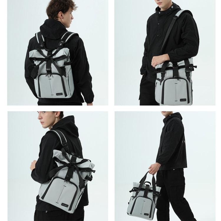 Cwatcun D95 Large Capacity Photography Backpack Shoulders Laptop Camera Bag, Size:30.5 x 18 x 38cm(Silver Grey) - free shipping - PMC TechLife - Order now!