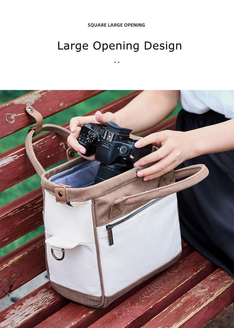 Cwatcun D112 Contrast Canvas Camera Bag One-shoulder Cross-body Tote Bag, Size:24.5 x 30 x 15.5cm(Blue) - free shipping - PMC TechLife - Order now!