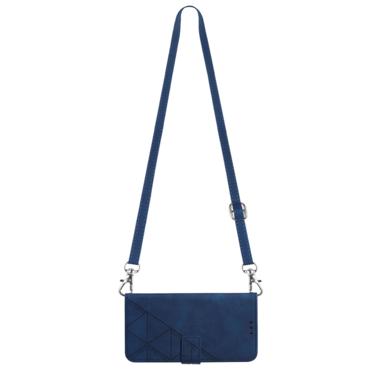 For Motorola Moto G Power 5G 2024 Crossbody 3D Embossed Flip Leather Phone Case(Blue) - Motorola Cases by PMC Jewellery | Online Shopping South Africa | PMC Jewellery | Buy Now Pay Later Mobicred