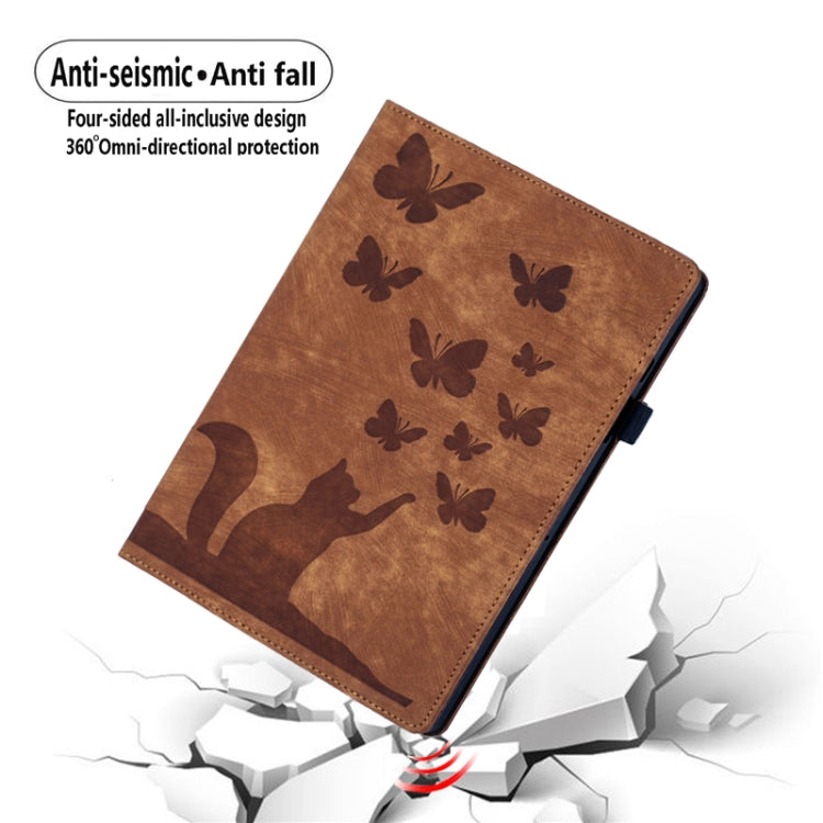 For iPad Pro 11 2024 Butterfly Cat Embossing Leather Tablet Case(Brown) - iPad Pro 11 2024 Cases by PMC TechLife | Online Shopping South Africa | PMC TechLife | Buy Now Pay Later Mobicred