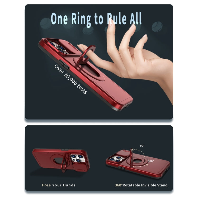 For iPhone 14 Pro Camshield MagSafe Ring Holder Armor Phone Case(Red) - iPhone 14 Pro Cases by PMC TechLife | Online Shopping South Africa | PMC TechLife | Buy Now Pay Later Mobicred