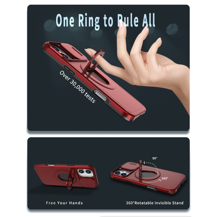 For iPhone 16 Plus Camshield MagSafe Ring Holder Armor Phone Case(Red) - iPhone 16 Plus Cases by PMC TechLife | Online Shopping South Africa | PMC TechLife | Buy Now Pay Later Mobicred