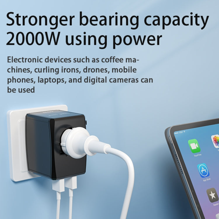 HHT905 PD 65W Dual USB+Dual Type-C Interface Multi-function Universal Travel Conversion Plug(Black) - USB Charger by PMC TechLife | Online Shopping South Africa | PMC TechLife