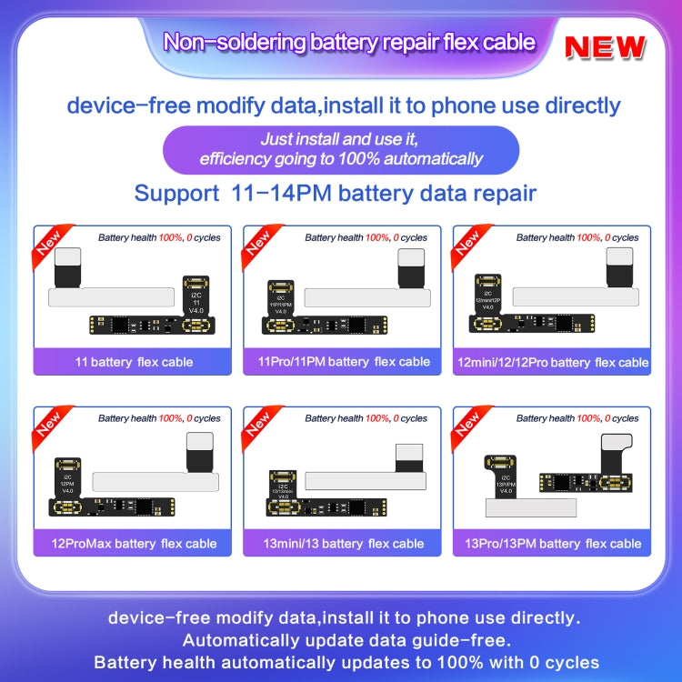 For iPhone 11 Pro Max / 11 Pro I2C External Battery Repair Cable - free shipping - PMC TechLife - Order now!